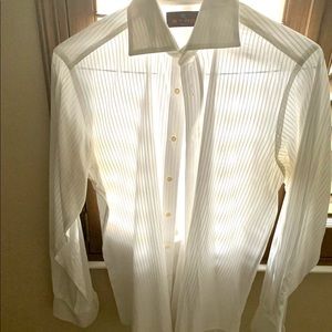 Etro white striped authentic button down dress shirt #etro size 40